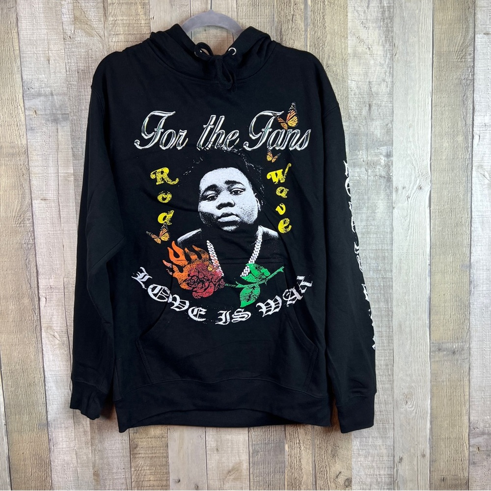 Rod Wave For The Fans Love Is War Size Medium Long Sleeve Drawstring Hoo…